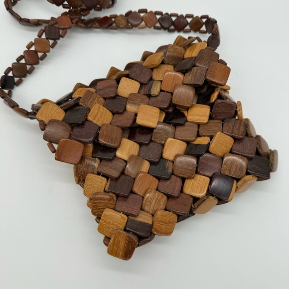 Vintage Wood Abstract Tile Shoulder Bag - Picture 8 of 8